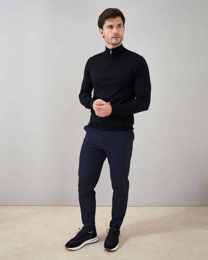 Slim Fit 'Amalfi' 1/4 Zip Pullover In Black