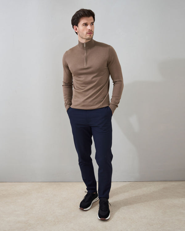 Slim Fit 'Amalfi' 1/4 Zip Pullover In Desert Brown