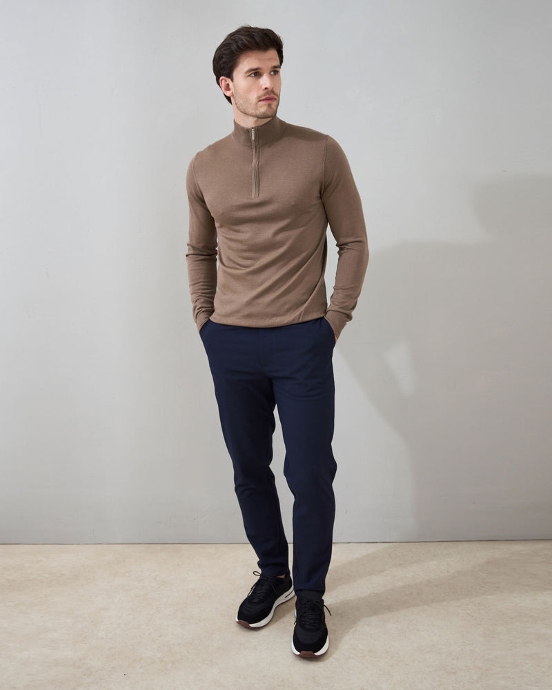 Slim Fit 'Amalfi' 1/4 Zip Pullover In Desert Brown