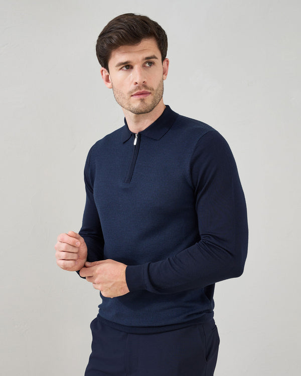Micro Stitch 'Pazzano' Polo in Blue