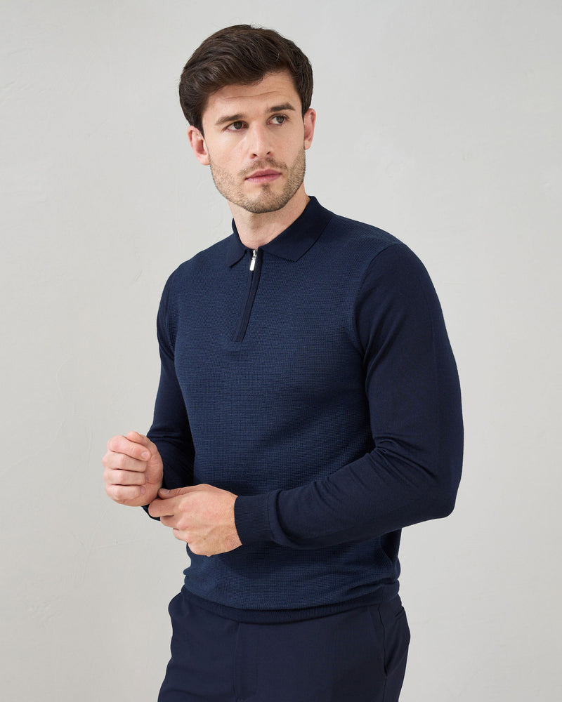 Micro Stitch 'Pazzano' Polo in Blue