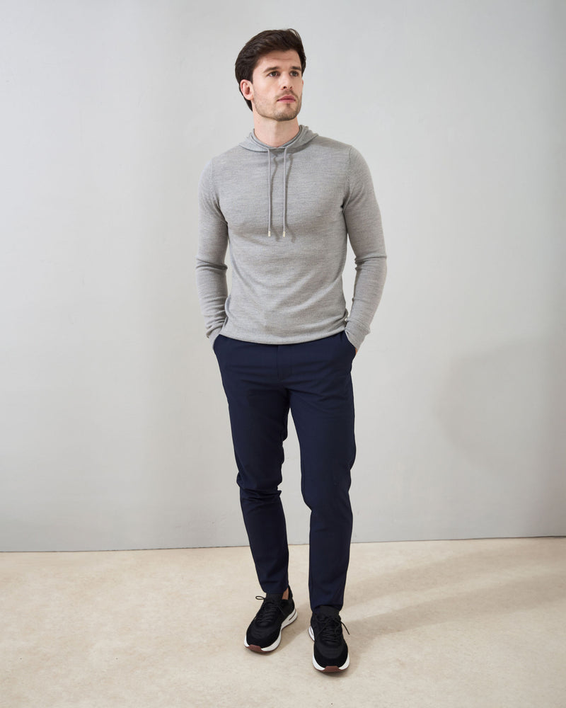 'Sorrento' Merino Hoodie in Silver Marl