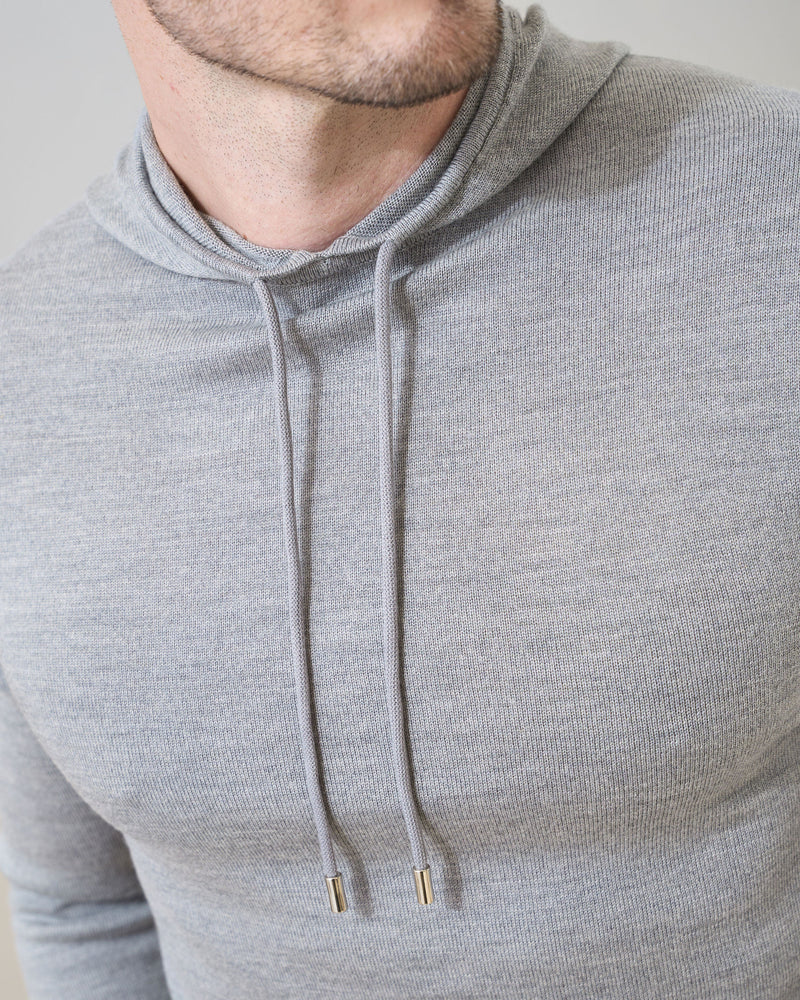 'Sorrento' Merino Hoodie in Silver Marl