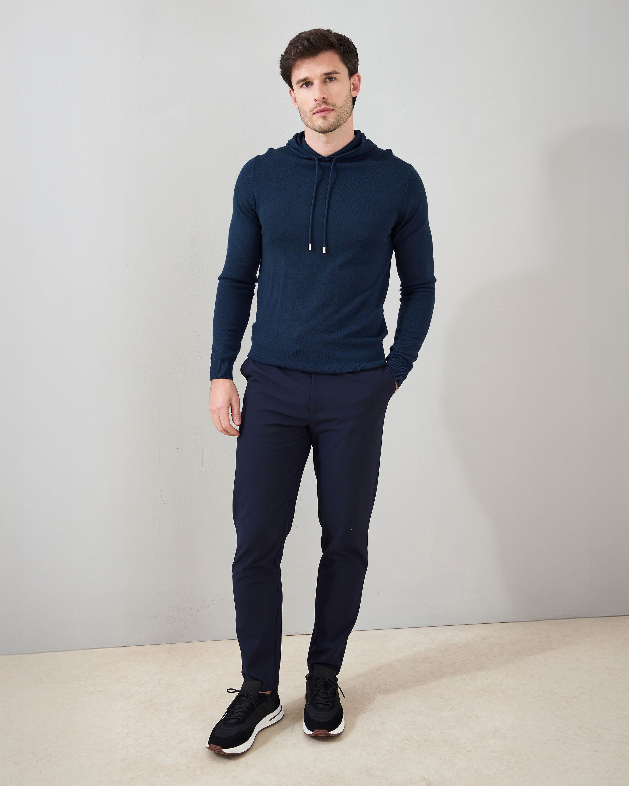 'Sorrento' Merino Hoodie in Navy