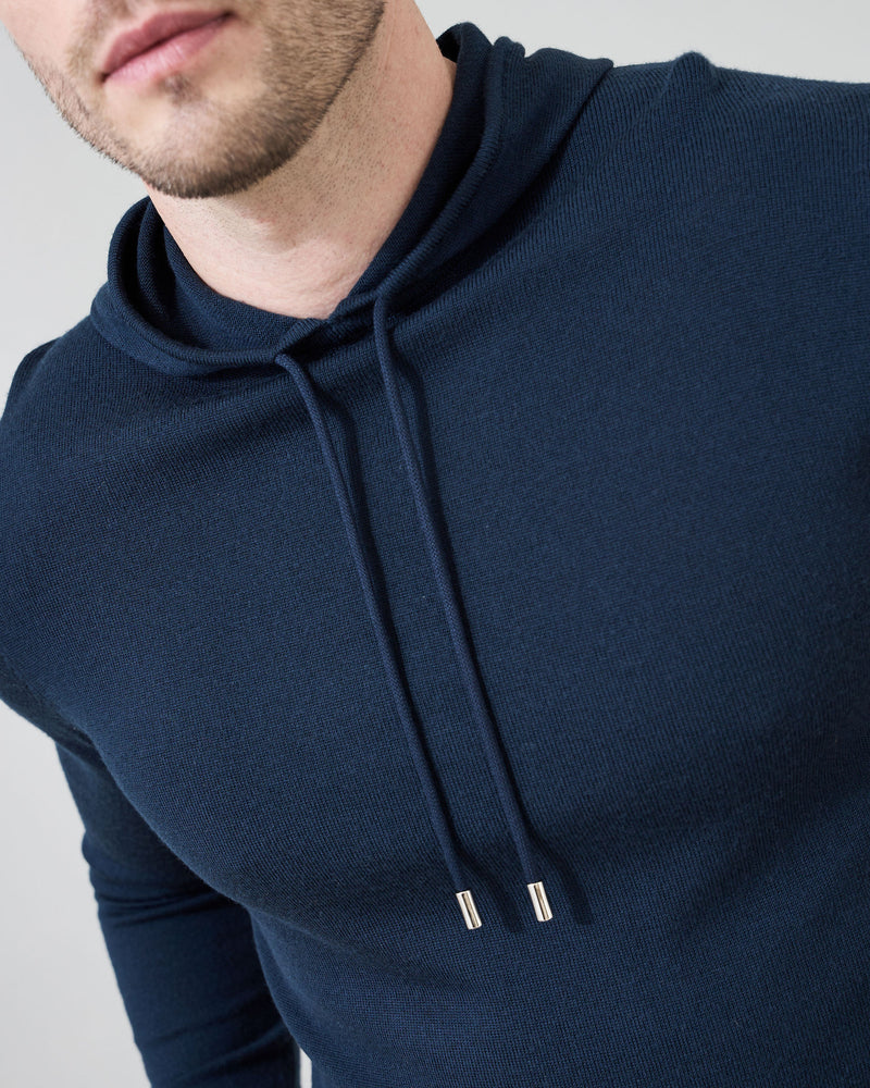 'Sorrento' Merino Hoodie in Navy