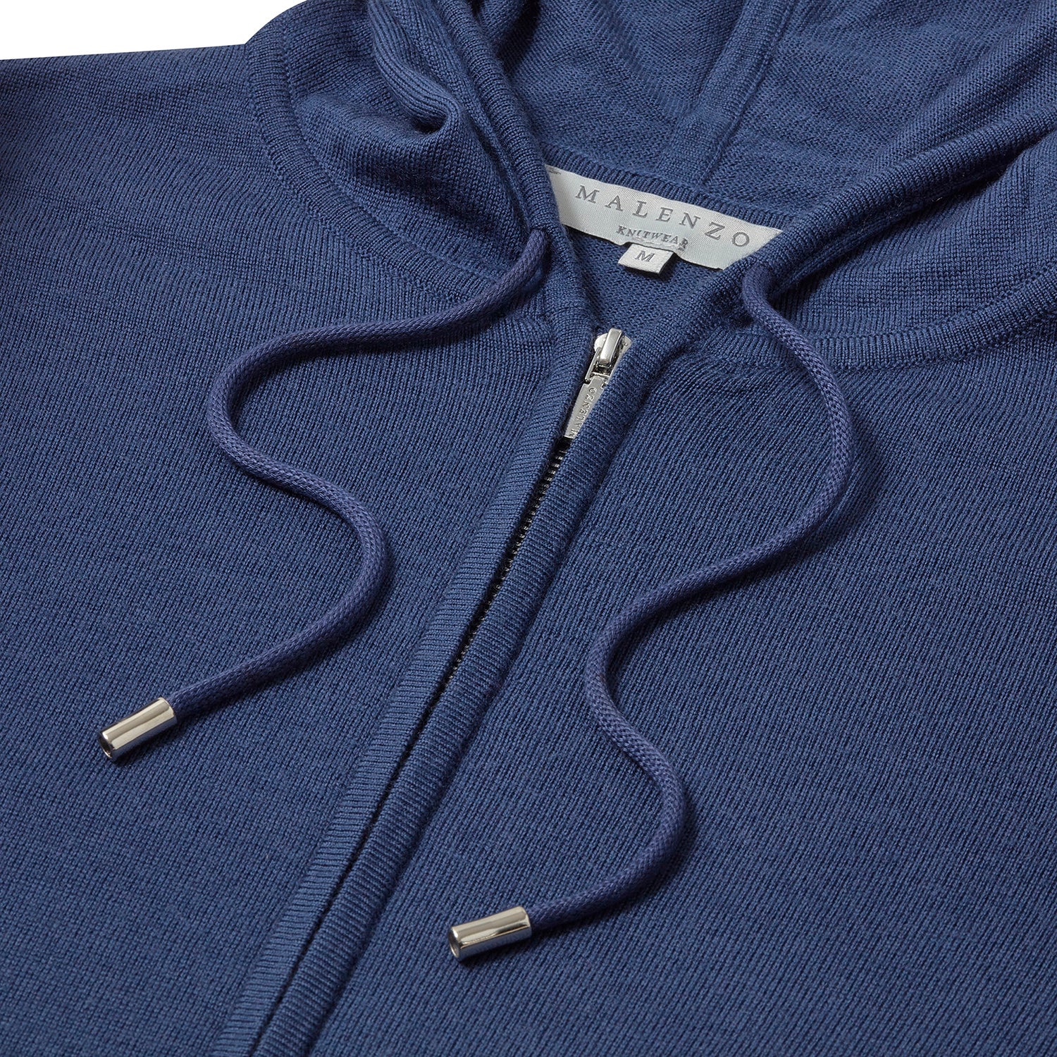 'Ravenna' Extra Fine Merino Zip Hoodie in Azure Blue