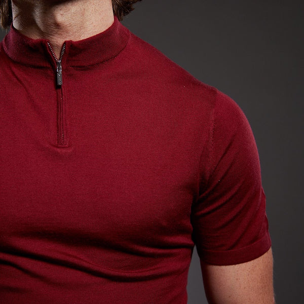 Slim Fit 'Portofino' Zip Mock Neck In Bordeaux