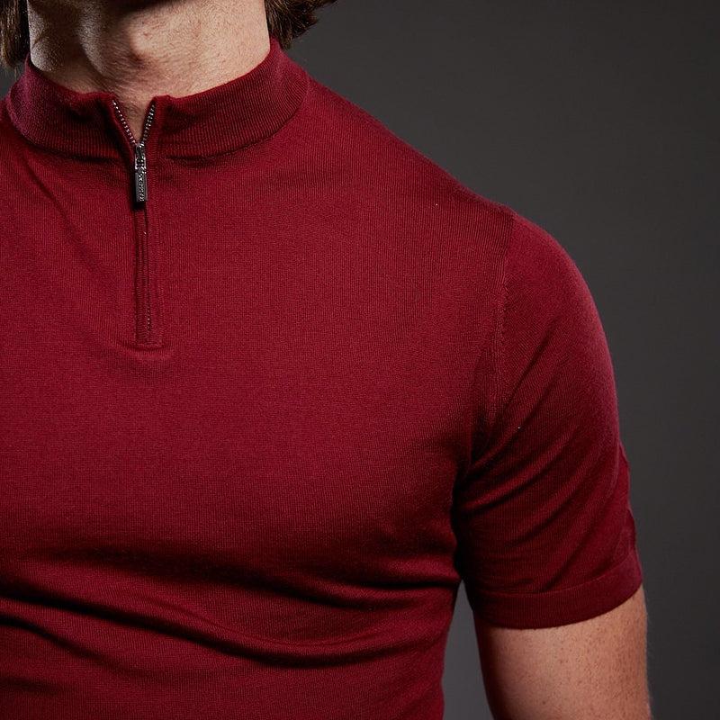 Slim Fit 'Portofino' Zip Mock Neck In Bordeaux