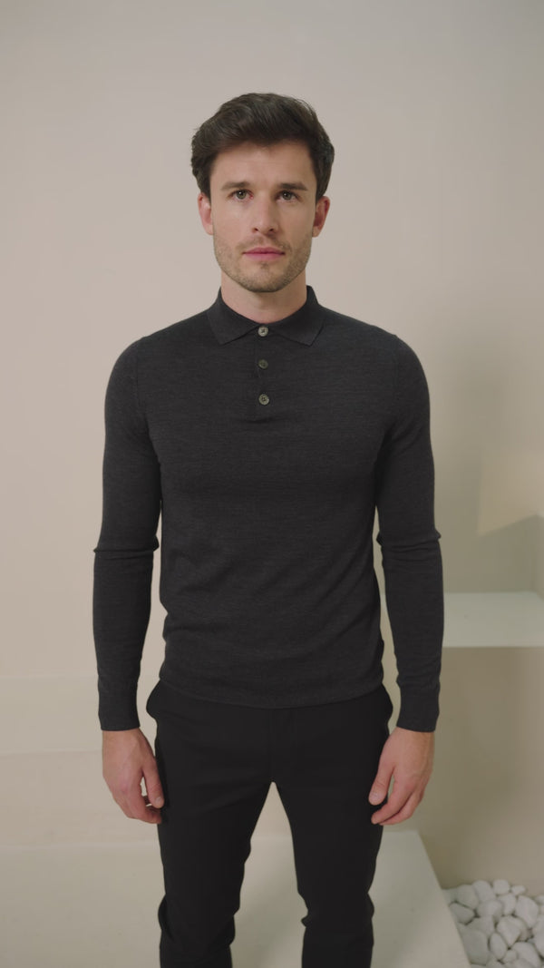 Slim Fit 'Palermo' Polo in Charcoal