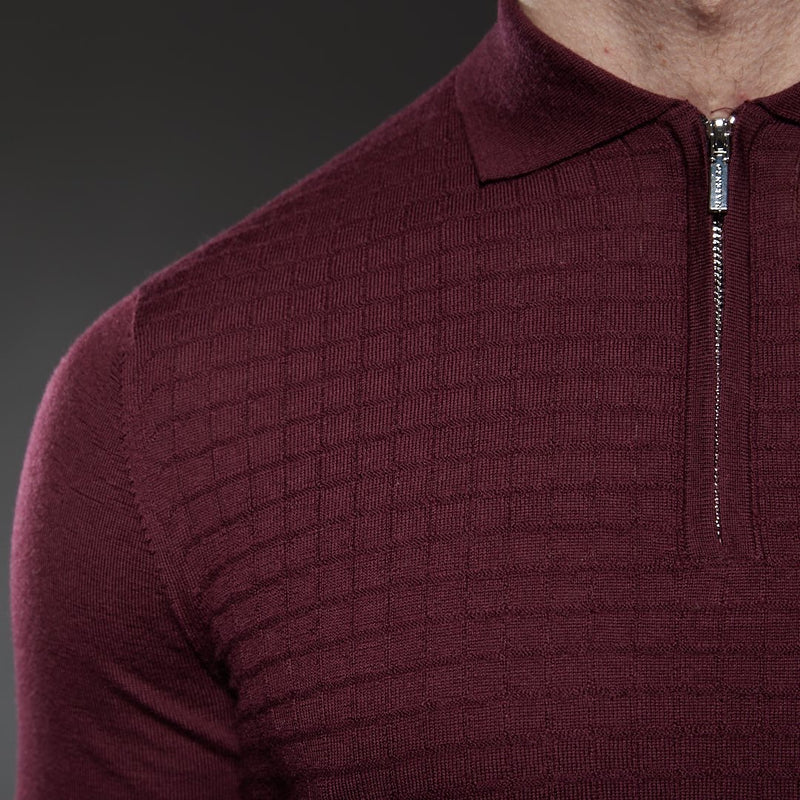 Long Sleeved 'Florence' Polo in Burgundy