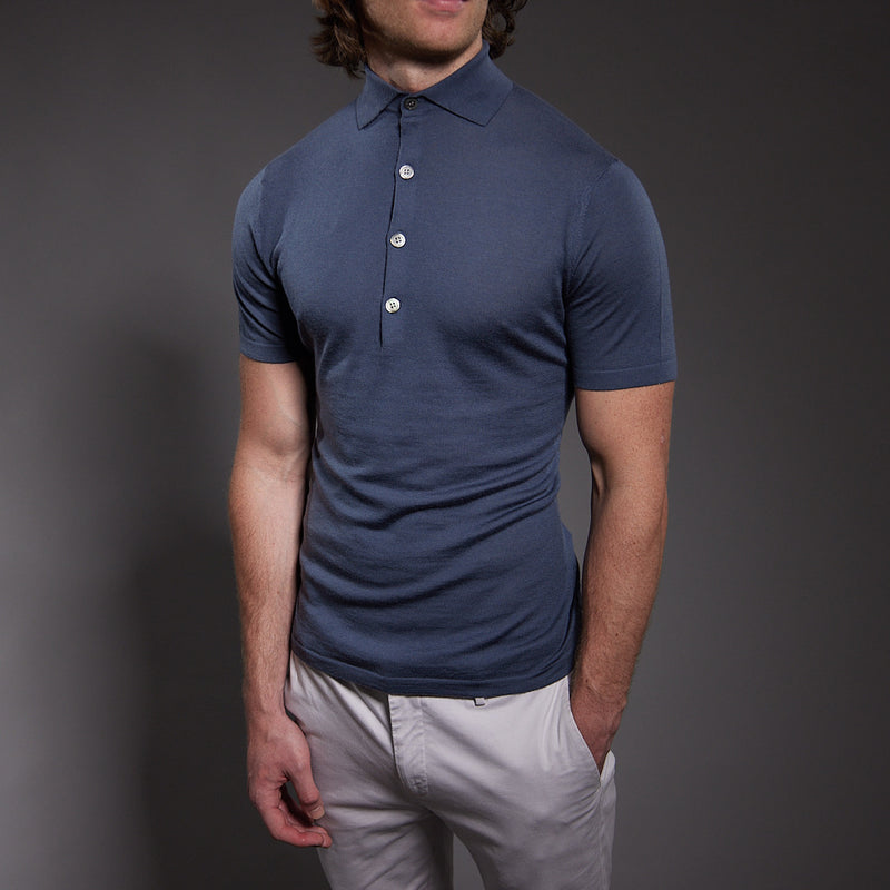 Slim Fit 'Varenna' Polo in Steel Blue