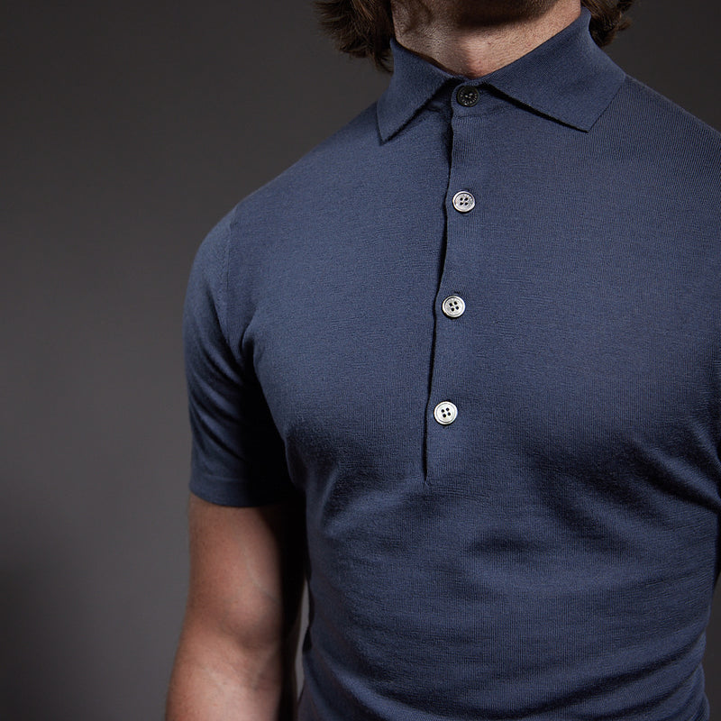 Slim Fit 'Varenna' Polo in Steel Blue