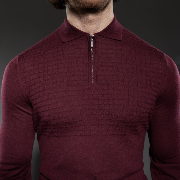 Long Sleeved 'Florence' Polo in Burgundy