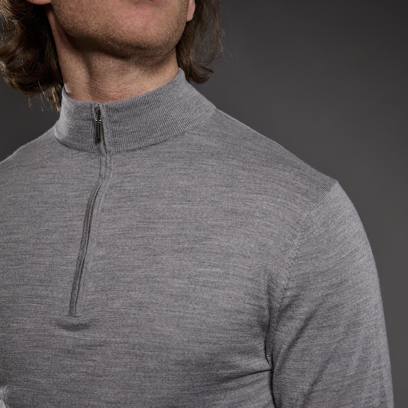 Slim Fit ‘Amalfi’ 1/4 Zip Pullover In Silver Marl