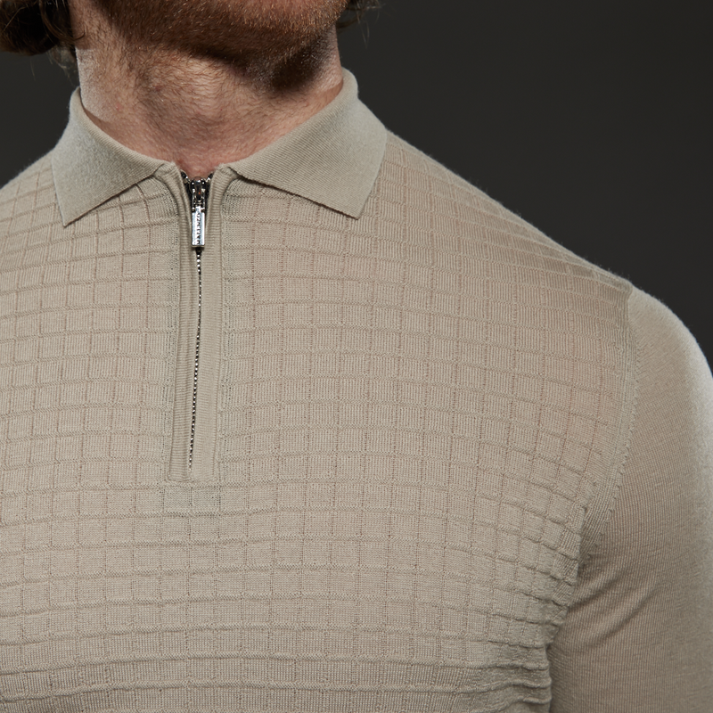 Long Sleeved 'Florence' Polo in Beige