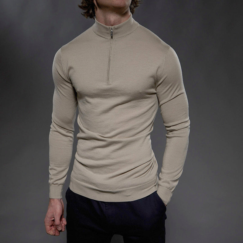 Slim Fit Amalfi' 1/4 Zip Pullover In Beige