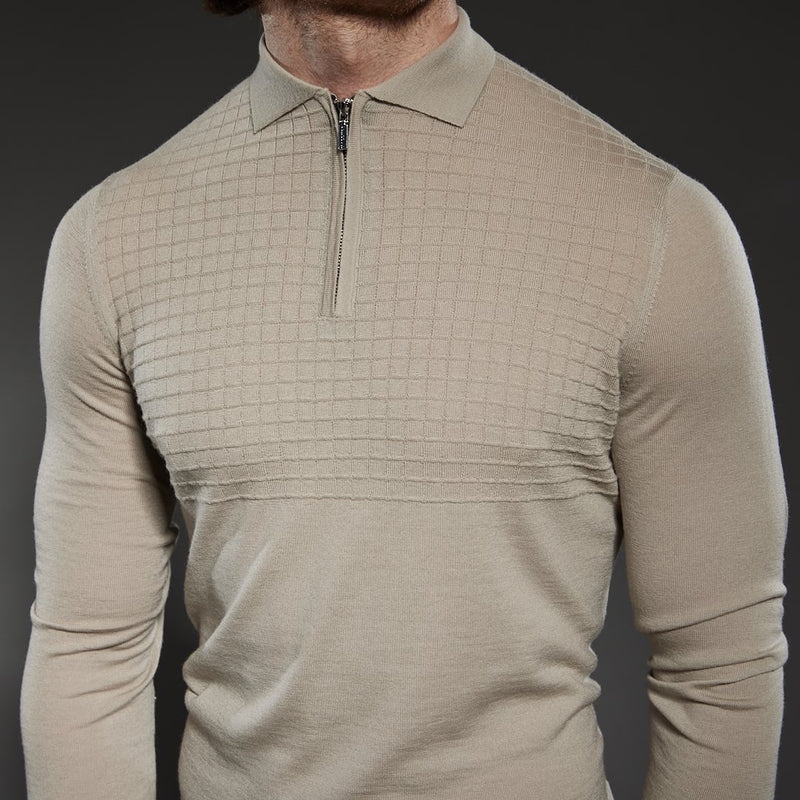 Long Sleeved 'Florence' Polo in Beige