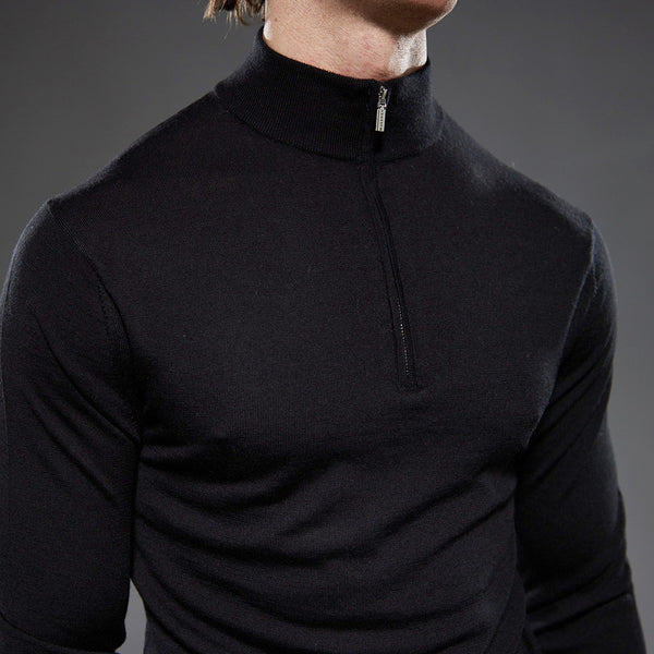 Slim Fit ‘Amalfi’ 1/4 Zip Pullover In Black