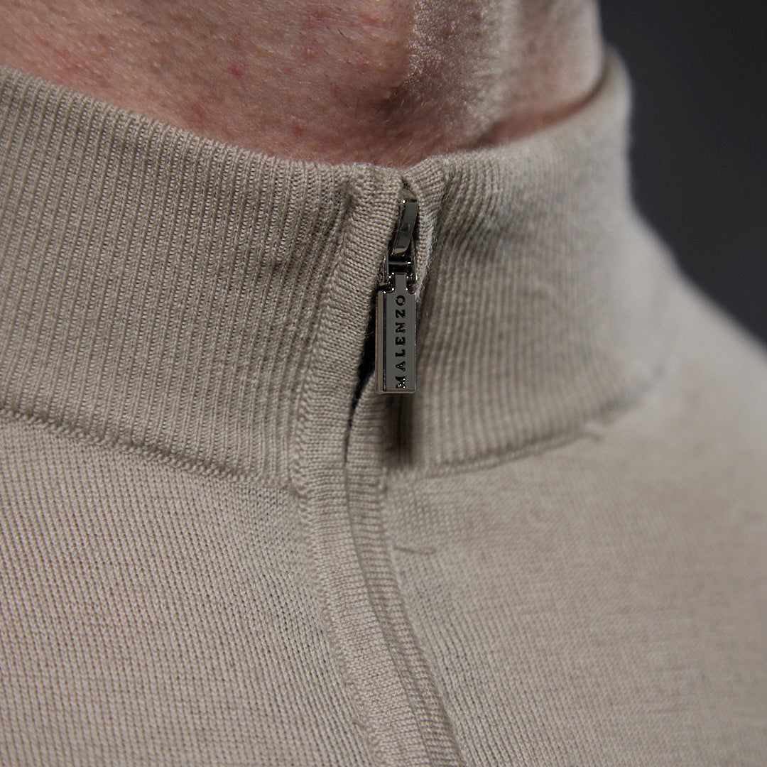 Slim Fit Amalfi' 1/4 Zip Pullover In Beige