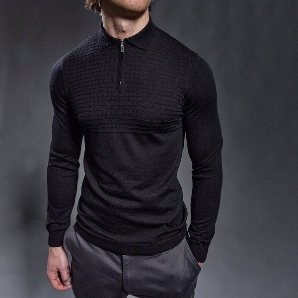 Long Sleeved 'Florence' Polo in Black