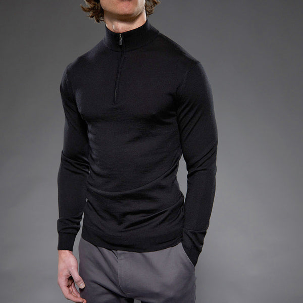 Slim Fit ‘Amalfi’ 1/4 Zip Pullover In Black